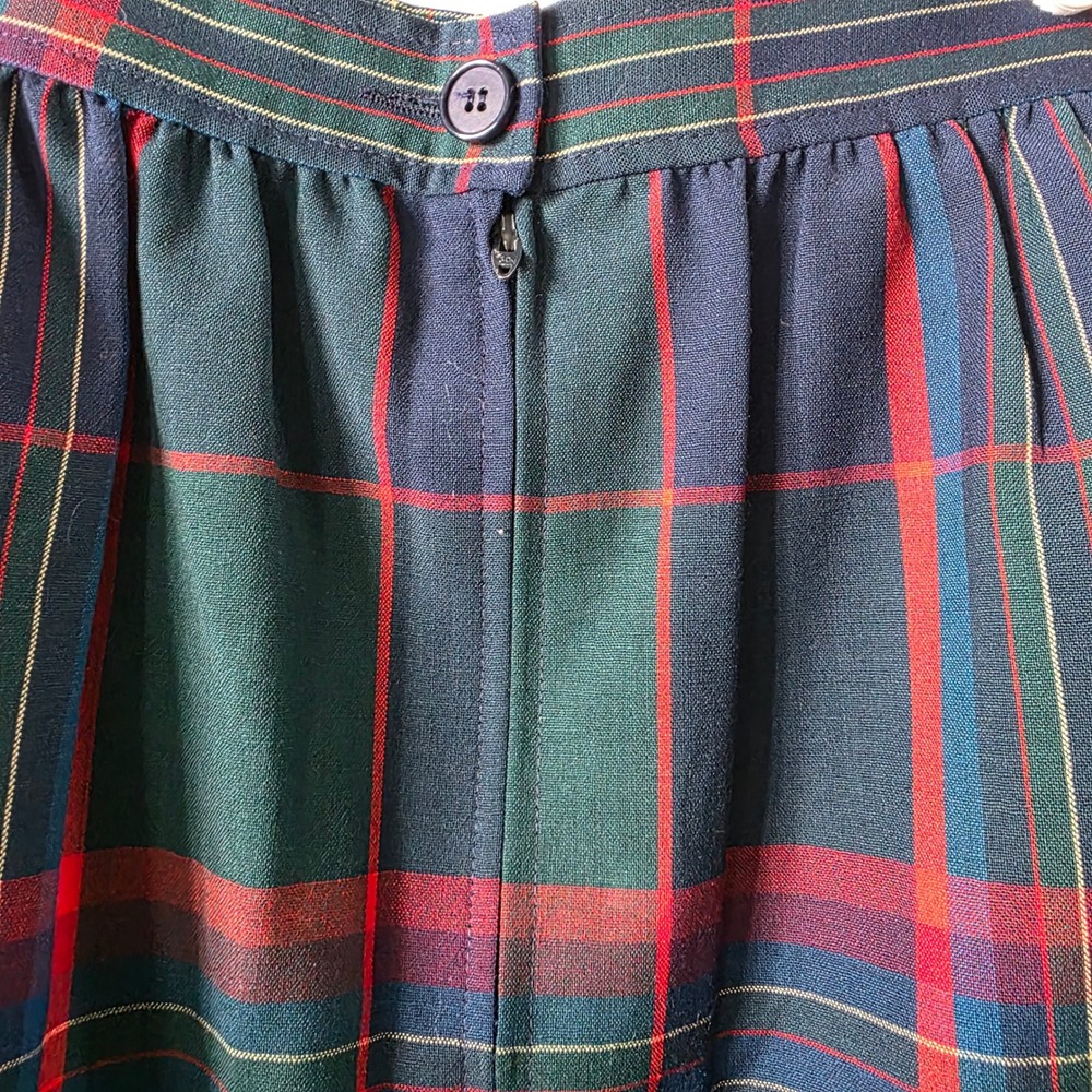 Vintage Pendleton Wool Plaid Midi Skirt Navy Green Red Size 16 Made in USA - Picture 4 of 8